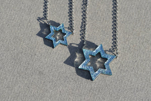 Magen David Pendant made of Fused Glass Bring them home now support Israel series