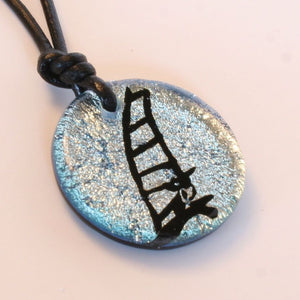 Surfer Necklace with Dichroic Glass Windsurfing Sail and Board Pendant - Zulasurfing Jewelry
 - 2