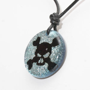 Surfer Necklace with silver Dichroic Glass Skull Pendant - Zulasurfing Jewelry
 - 3