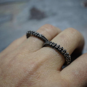 Octopus Tentacle two finger Ring 0.925 sterling silver - Zulasurfing Studios