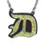 D - Initial letter Necklace Old English Font Gold color Fused Dichroic Glass on Stainless Steel base