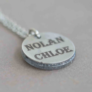 Name Necklace personalized jewelry Dichroic Glass Silver Color Pendant