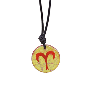 Aries Zodiac Necklace Astrology Jewelry Fused Dichroic Glass Pendant