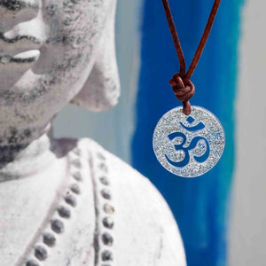 Om Yoga Necklace Spiritual Jewelry Glass Pendant