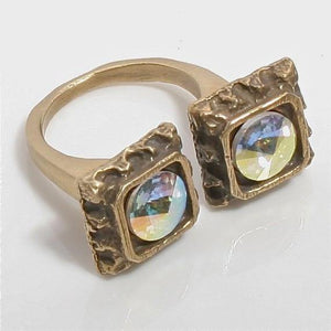 Antique style Single finger Brass swarovski crystal ring - Zulasurfing Jewelry
 - 1