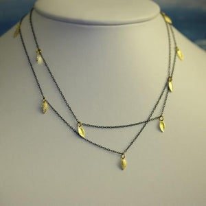 Blackened Silver Necklace with 18k Gold Vermeil Leaves - Zulasurfing Jewelry
 - 3