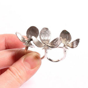 Gorgeous 3 Flower two finger  Silver adjustable ring - Zulasurfing Jewelry
 - 3