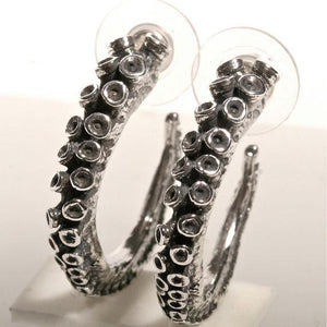 Octopus tentacle Earrings silver hoop - Zulasurfing Jewelry
 - 2