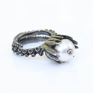 Octopus tentacle silver set with pearl and brown diamonds - Zulasurfing Jewelry
 - 4
