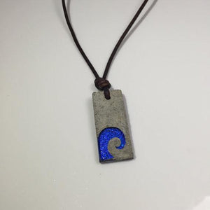 Surfer Necklace with Wave Art Concrete & glass Pendant -30% off - Zulasurfing Jewelry
 - 3