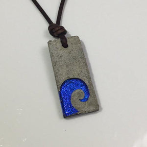 Surfer Necklace with Wave Art Concrete & glass Pendant -30% off - Zulasurfing Jewelry
 - 5
