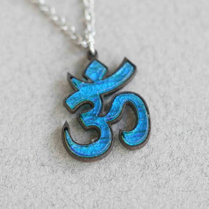 Om Pendant Fused glass with a Bezel