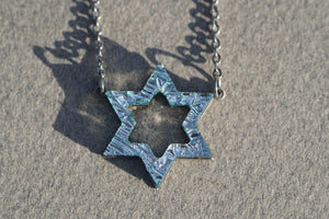 Magen David Pendant made of Fused Glass Bring them home now support Israel series