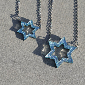 Magen David Pendant made of Fused Glass Bring them home now support Israel series