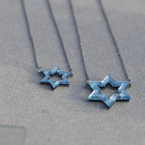 Magen David Pendant made of Fused Glass Bring them home now support Israel series