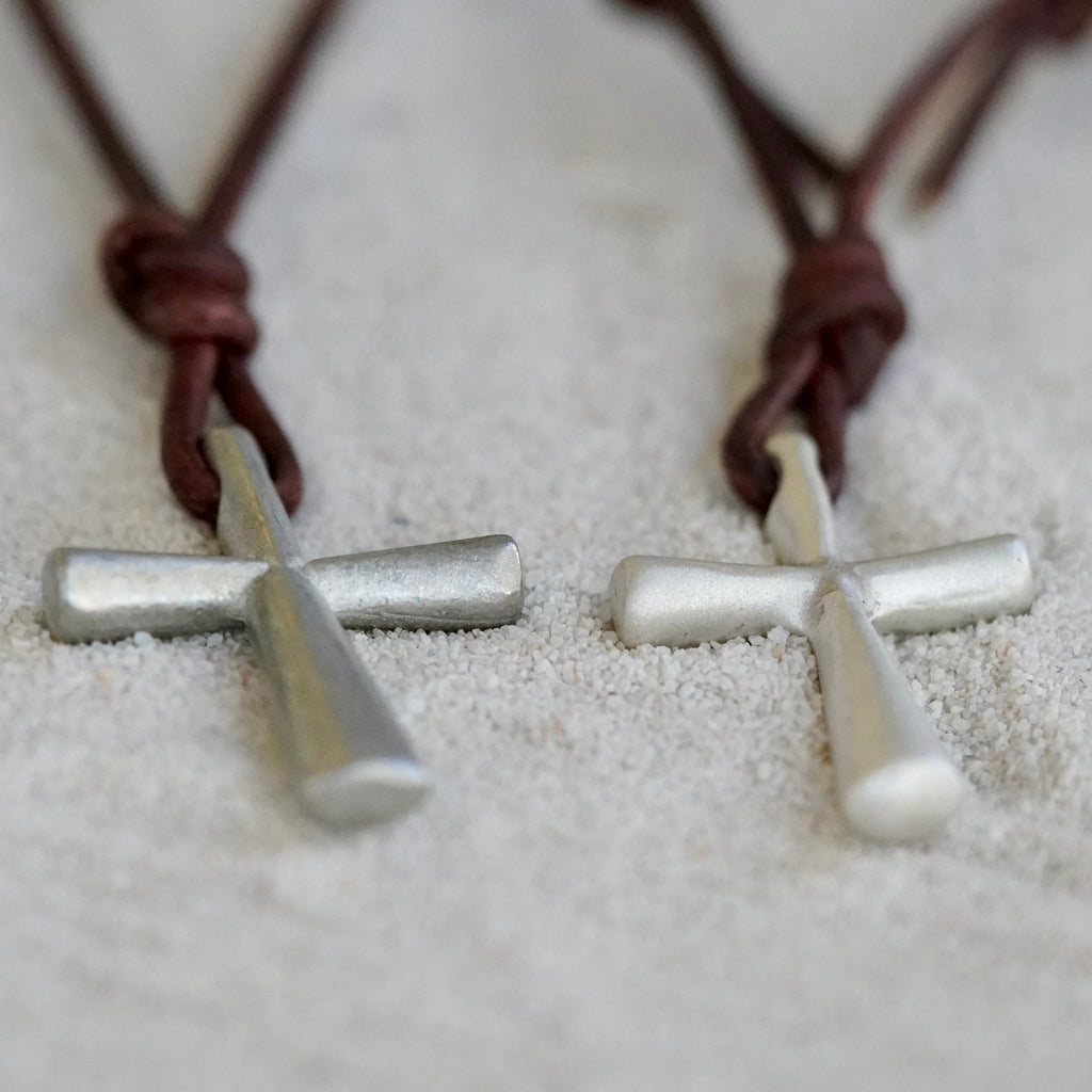 Religious Jewelry Collection Pewter Cross Pendant Handmade Christian Necklace Premium Leather Design Sacred Symbol Accessory Perfect Mens Gift Traditional Faith Piece Adjustable Length Special Dad Present Holiday Gift Essential Daily Wear