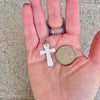 Silver cross necklace on stainless steel chain