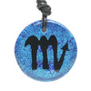 Scorpio zodiac necklace, round turquoise dichroic glass pendant