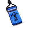 Hawaiian petroglyph Rainbow Man rectangle dichroic glass pendant