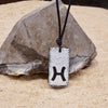 Pisces zodiac necklace, rectangle silver dichroic glass pendant