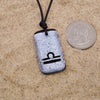 Libra zodiac necklace, rectangle silver dichroic glass pendant