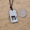 Scorpio zodiac necklace, rectangle silver dichroic glass pendant