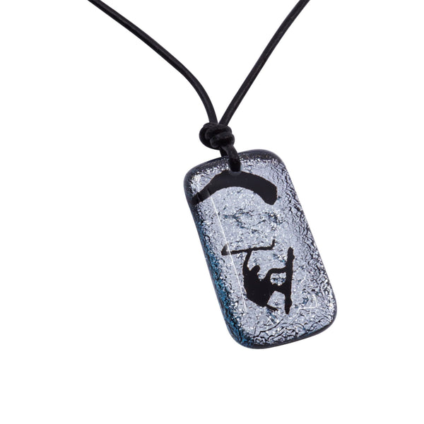 Kiteboarding rectangle dichroic glass pendant