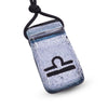 Libra zodiac necklace, rectangle with glass loop silver dichroic glass pendant