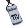 Scorpio zodiac necklace, rectangle with glass loop silver dichroic glass pendant