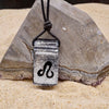 Leo zodiac necklace, rectangle with glass loop silver dichroic glass pendant