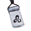 Leo zodiac necklace, rectangle with glass loop silver dichroic glass pendant