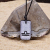 Libra zodiac necklace, rectangle silver dichroic glass pendant