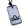 Libra zodiac necklace, rectangle silver dichroic glass pendant