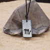 Scorpio zodiac necklace, rectangle silver dichroic glass pendant