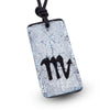 Scorpio zodiac necklace, rectangle silver dichroic glass pendant