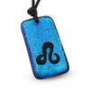 Leo zodiac necklace, rectangle turquoise dichroic glass pendant