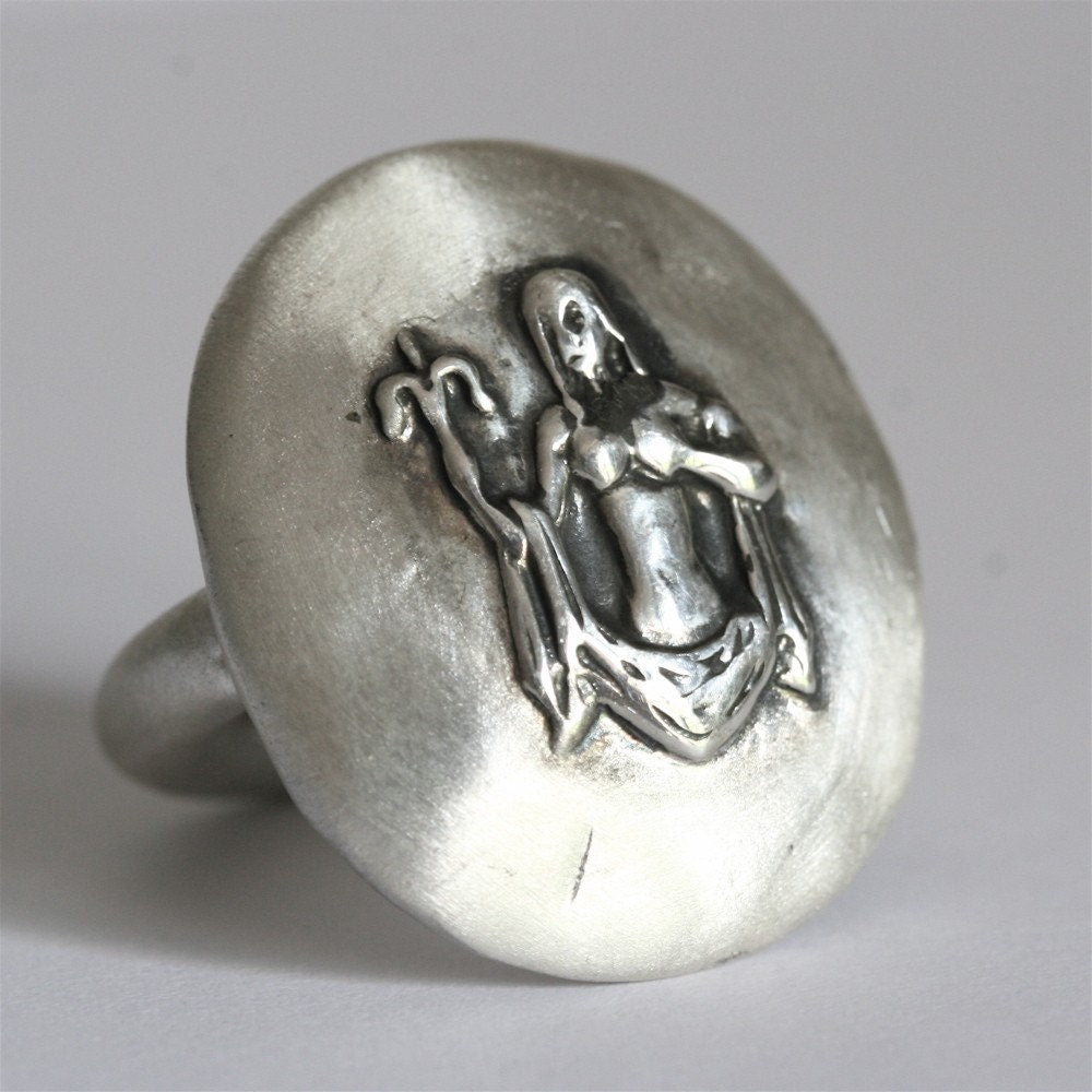Virgo zodiac ring, handmade sterling silver