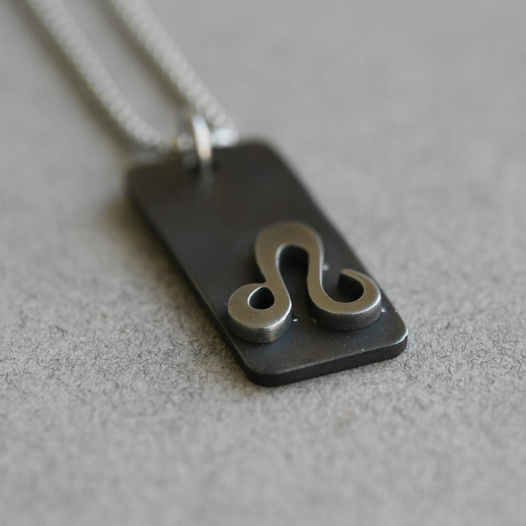 Leo zodiac necklace, rustic waterproof stainless steel pendant