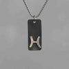 Pisces zodiac necklace, rustic waterproof stainless steel pendant