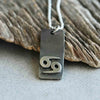 Cancer zodiac necklace, rustic waterproof stainless steel pendant