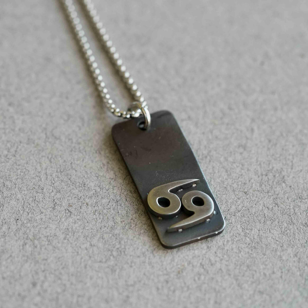 Cancer zodiac necklace, rustic waterproof stainless steel pendant