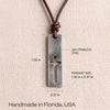 Size guide for the mens cutout cross bar necklace, 304 stainless steel pendant 1.56 in tall by 0.37 in wide, handmade in Florida