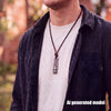 Cross bar necklace for men worn with a white tee and dark overshirt, waterproof stainless steel surfer cross on leather cord