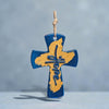 Blue fused glass Hope cross ornament