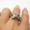 14k white gold octopus ring on hand showing adjustable open tentacle band
