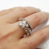 14k white gold octopus tentacle ring worn on hand, side angle view