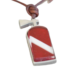Scuba diving necklace flag and air tank design