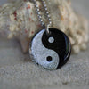 yin yang fused silver color dichroic glass
