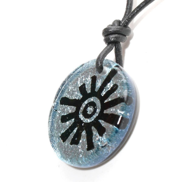 Dichroic Glass Pendant Sun Symbol Rock Art Jewelry - Zulasurfing Jewelry
 - 2