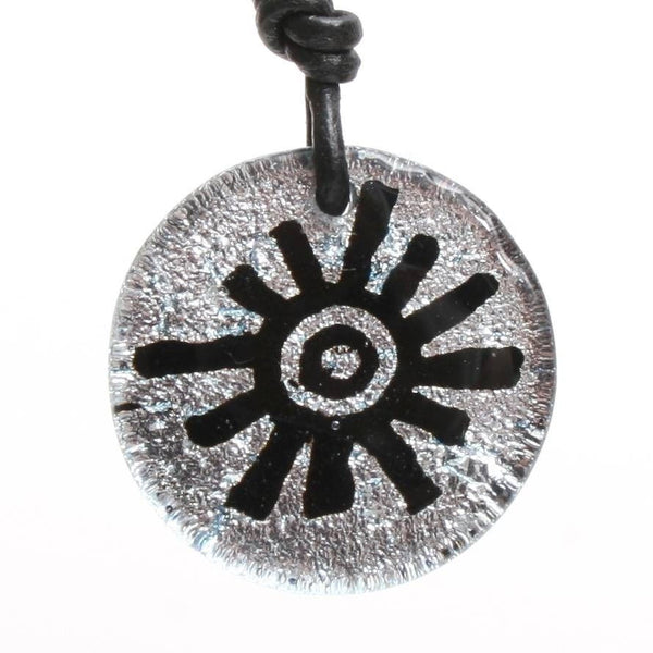 Dichroic Glass Pendant Sun Symbol Rock Art Jewelry - Zulasurfing Jewelry
 - 1